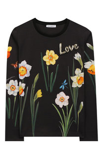Хлопковый лонгслив с вышивкой пайетками Dolce & Gabbana