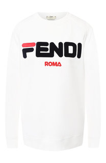 Хлопковый пуловер с логотипом бренда Fendi