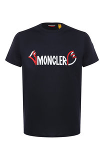 Хлопковая футболка с принтом Moncler