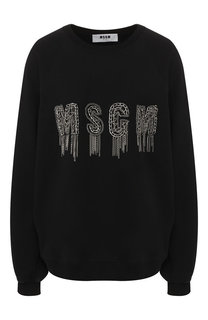 Хлопковый пуловер с декоративной отделкой MSGM