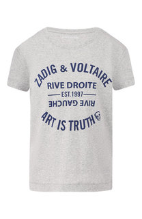 Хлопковая футболка с логотипом бренда Zadig&Voltaire