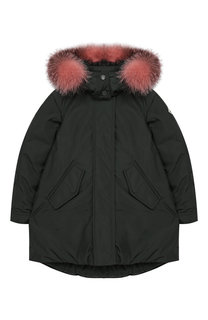 Парка с меховой отделкой на капюшоне Moncler Enfant