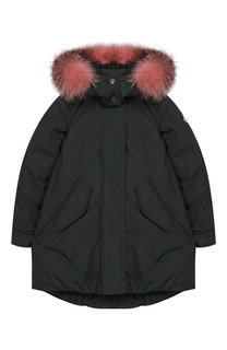 Парка с меховой отделкой на капюшоне Moncler Enfant