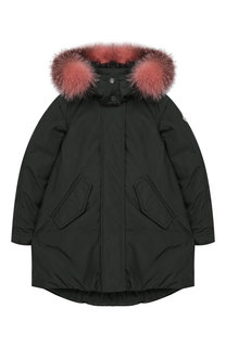 Парка с меховой отделкой на капюшоне Moncler Enfant