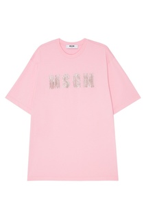 Розовое платье с кристаллами Msgm