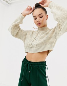 Укороченный джемпер кремового цвета с высоким воротником Missguided - Кремовый