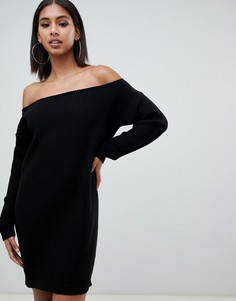 Черное платье-джемпер с открытыми плечами Missguided - Черный