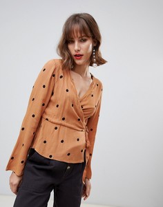 Топ в горошек с запахом Stradivarius STR - Красный