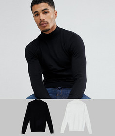 2 джемпера черного/серого цвета с высоким воротом ASOS DESIGN - Мульти