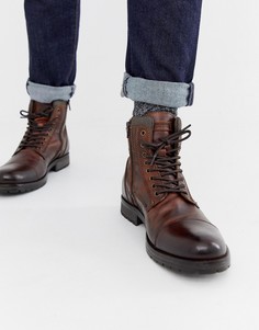 Кожаные ботинки на шнуровке Jack & Jones - Коричневый