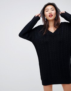 Платье мини с V-образным вырезом ASOS DESIGN - Черный