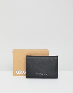 Черная кожаная кредитница с карманом для монет ASOS DESIGN - Черный