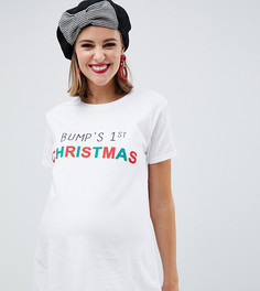 Новогодняя футболка с принтом ASOS DESIGN Maternity - Белый