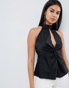 Жаккардовый топ с отделкой спереди ASOS DESIGN - Черный