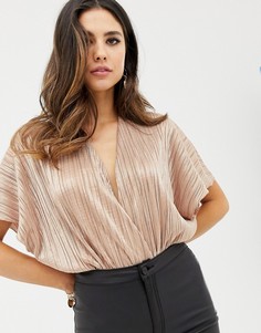 Боди с запахом и эффектом металлик ASOS DESIGN - Золотой