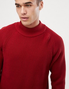 Трикотажный джемпер с высоким воротом Selected Homme - Красный