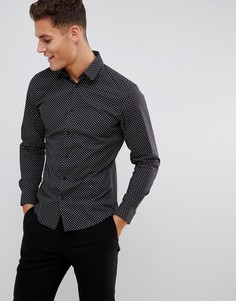 Приталенная рубашка со звездным принтом Selected Homme - Черный
