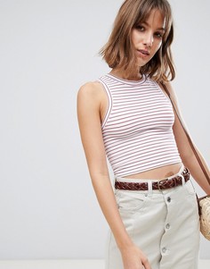 Бесшовный топ в полоску Free People - Белый