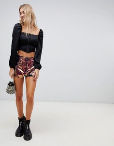 Шорты с завышенной талией и пайетками Wild Honey - Мульти