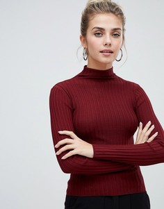 Джемпер в рубчик с высоким воротником Bershka - Красный