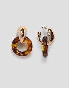 Серьги в виде двойных колец Monki - Золотой