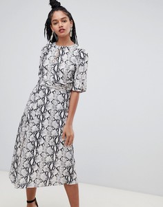Платье миди с принтом под кожу змеи Miss Selfridge - Серый