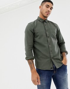 Джинсовая рубашка цвета хаки классического кроя Pull&Bear - Зеленый