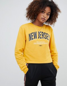 Желтый свитшот с принтом New Jersey Pull&Вear - Желтый Pull&Bear
