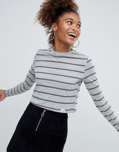 Серый укороченный лонгслив в полоску Pull&Вear - Серый Pull&Bear