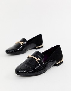 Черные лоферы с золотистыми пряжками River Island - Черный