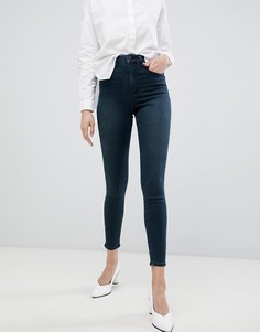 Черно-зеленые премиум-джинсы с завышенной талией ASOS DESIGN Sculpt me - Синий