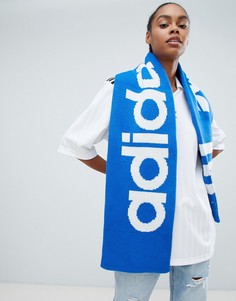 Синий шарф с логотипом-трилистником adidas Originals - Красный