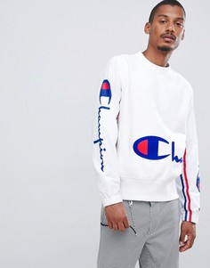 Белый свитшот с жатыми нейлоновыми рукавами Champion - Белый