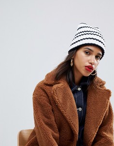 Полосатая шапка-бини в рубчик ASOS DESIGN - Белый