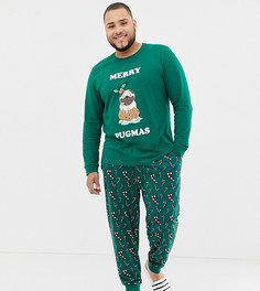 Новогодние джоггеры для дома с принтом ASOS DESIGN Plus - Зеленый