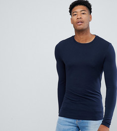 Темно-синий обтягивающий лонгслив с круглым вырезом ASOS DESIGN Tall - Темно-синий