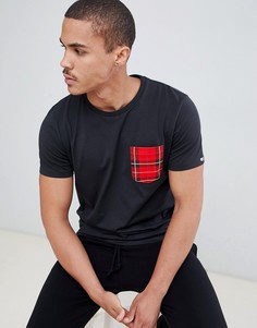 Футболка с контрастным карманом в клетку Jack & Jones Originals - Черный