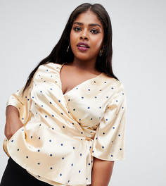 Атласный топ с запахом и звездным принтом ASOS DESIGN Curve - Мульти