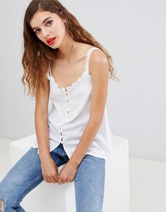 Топ на бретельках с пуговицами и оборками ASOS DESIGN - Белый