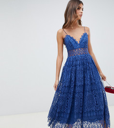 Кружевное платье миди для выпускного ASOS DESIGN - Синий