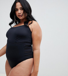 Черный слитный купальник с сетчатыми вставками ASOS DESIGN curve - Черный