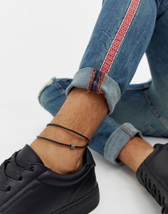 Черный кожаный браслет на ногу ASOS DESIGN - Черный