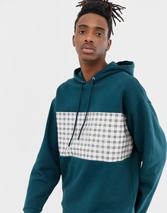 Зеленый oversize-худи со вставкой в клетку ASOS DESIGN - Зеленый