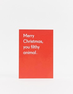 Новогодняя открытка с надписью Merry Christmas You Filthy Animal Ohh Deer - Мульти