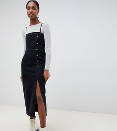 Черное платье миди с пуговицами сбоку ASOS DESIGN Tall - Черный
