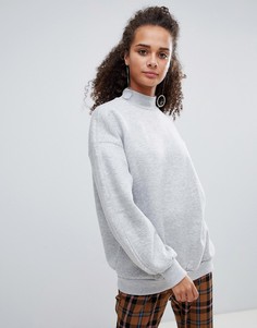Серый свободный свитшот с высоким воротом Bershka - Серый