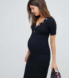 Черное платье в рубчик на пуговицах New Look Maternity - Черный
