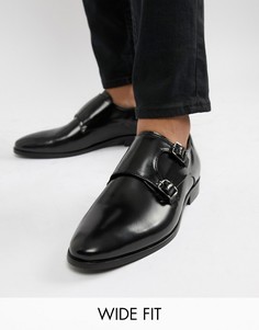 Черные монки из блестящей кожи Dune Wide Fit - Черный