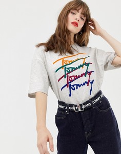 Футболка с разноцветным логотипом Tommy Jeans - Серый