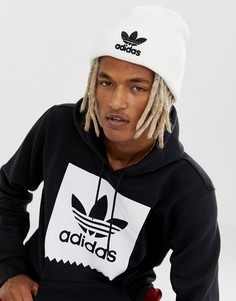 Белая шапка-бини с логотипом-трилистником adidas Originals Trefoil DH4295 - Белый